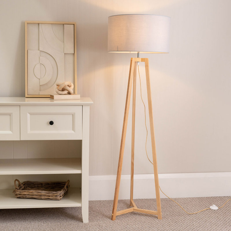 Rhavyn 131cm Traditional Floor Lamp, Oak