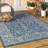 Haupt Vine and Border Textured Weave Navy/Gray Indoor/Outdoor Rug-1833573605