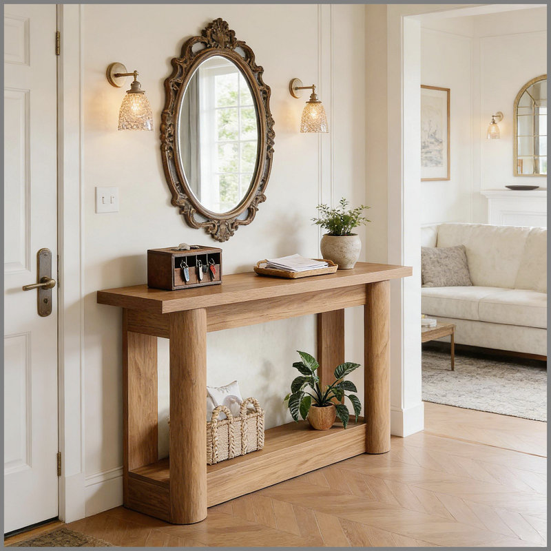 Console à 2 niveaux | Table d'entrée | Table de canapé avec rangement | Idée de cadeau, Brun