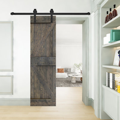 K Style Solid Wood Sliding Barn Door Without Hardware Kit (Door Slab Only) - Assembly Needed