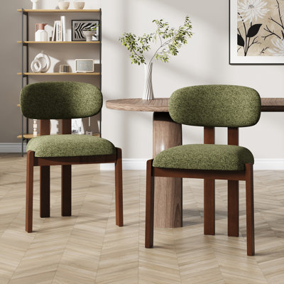 Upholstered Solid Wood Dining Chair with Ergonomic Padded Backrest