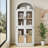 Arched Farmhouse Bookcase with Glass Doors & Drawers - 71" Tall Wooden Display Cabinet, 15.8" Deep Storage Shelves-696911241