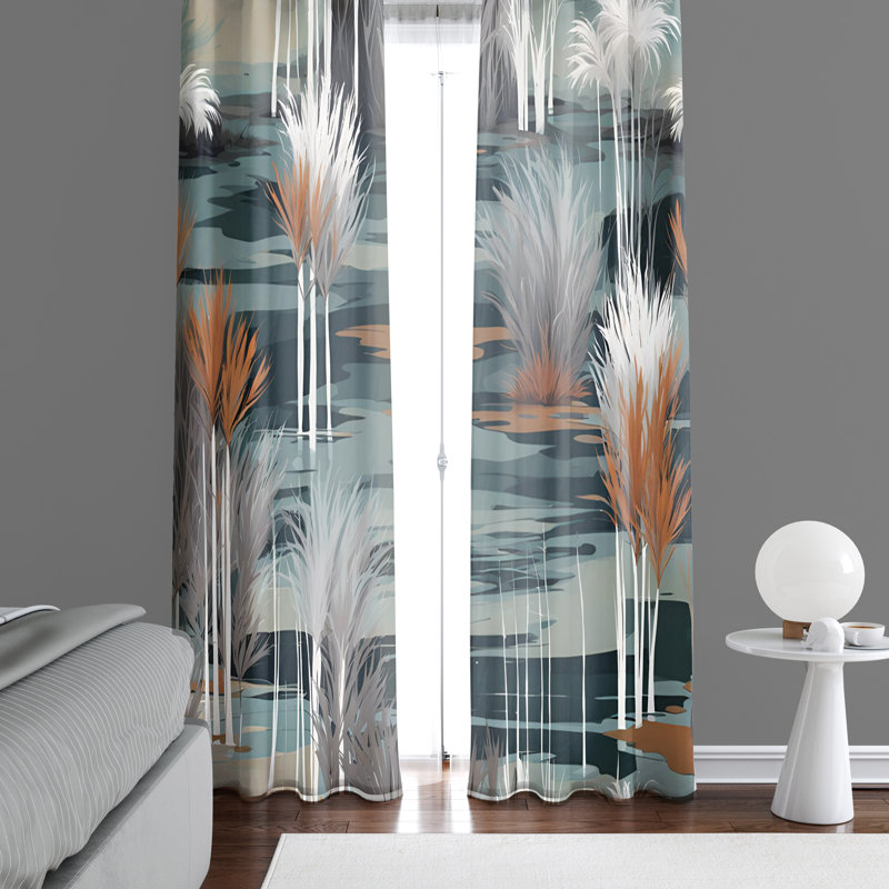 Paire de rideaux semi-transparents en polyester Elisbeth, L 56 po x L 78 po