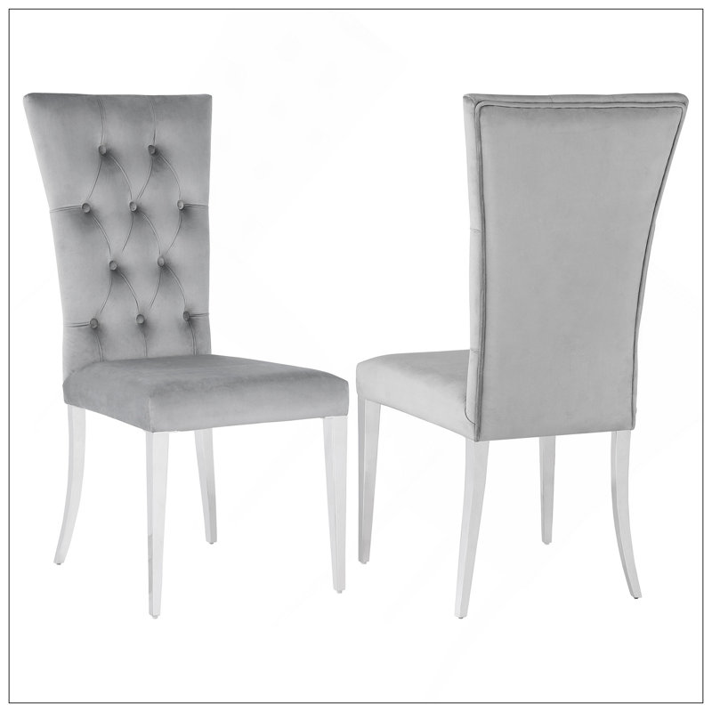 Ensemble de 2 chaises d'appoint à dossier capitonné Allessandra, Gris