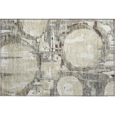 Premium Machine Washable Prisco Tan Rug