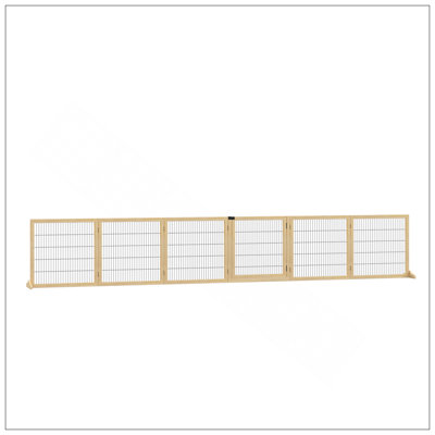 Barrière de sécurité pour animaux 170 pouces autoportante en bois 6 panneaux pliable avec pieds de support pour petits et moyens chiens