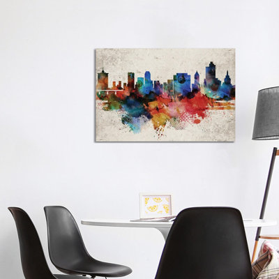 Tulsa Abstract Skyline 1 Piece Wrapped Canvas Wall Art