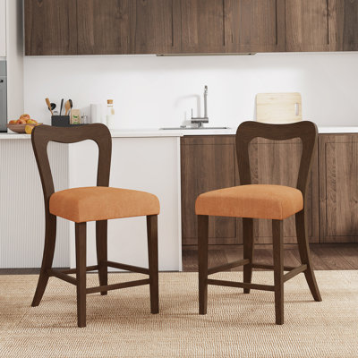 Ensemble de 2 tabourets de comptoir sans accoudoirs (noyer + caramel)