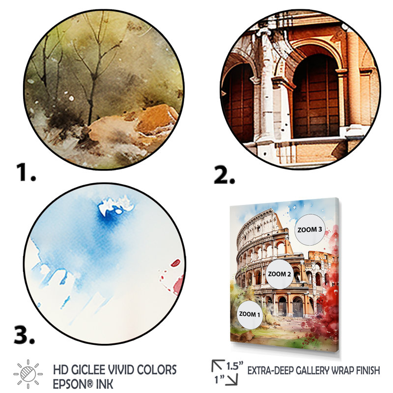 Italie, Colisée romain 3, Italie, art mural, Cadre simple argenté, H 40 po x l 30 po x P 1,5 po