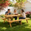 Table de pique-nique d'extérieur en bois massif avec 2 bancs intégrés et une table de camping pour 8 personnes-1154343976