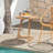 1 PCS Teak Wood Side Table Round Sofa End Table with Slatted Tabletop Nightstand