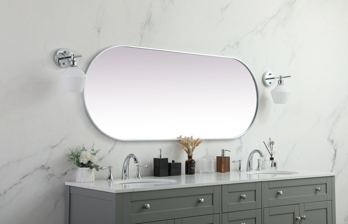Elington Metal Oval Mirror, 60"  x 24" , Silver