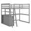 Lit mezzanine double en bois avec bureau et tablettes, lit mezzanine multifonctionnel avec tiroirs intégrés et escalier de rangement-1713918035