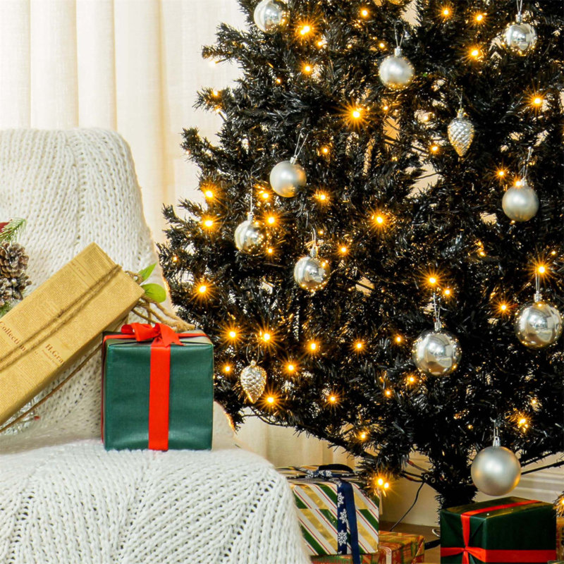 Grand arbre de Noël 7,5 pi avec branches réalistes, 500 lumières DEL chaudes et 1346 pointes, parfait pour les fêtes