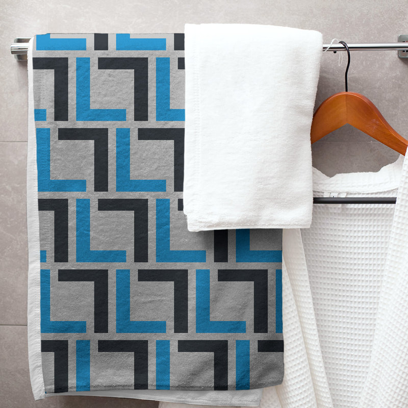 Bath Towel, Silver/Carolina Blue/Black