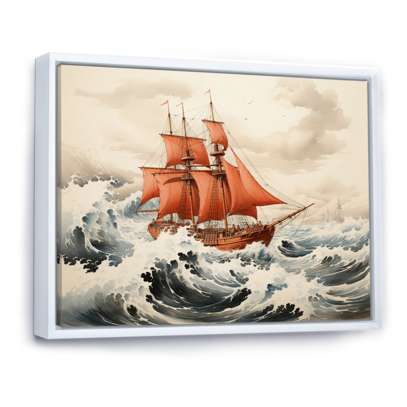 «Master red» sur toile, H 16 po x l 32 po x P 1 po, Cadre flottant blanc