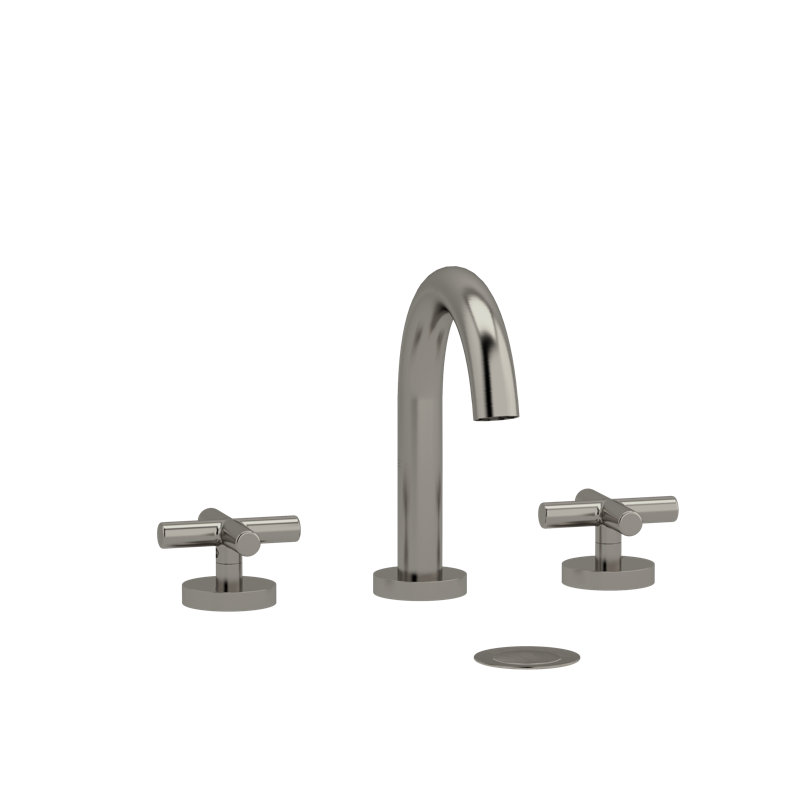Robinet de lavabo à large entraxe avec bec en C Riu, Nickel brossé