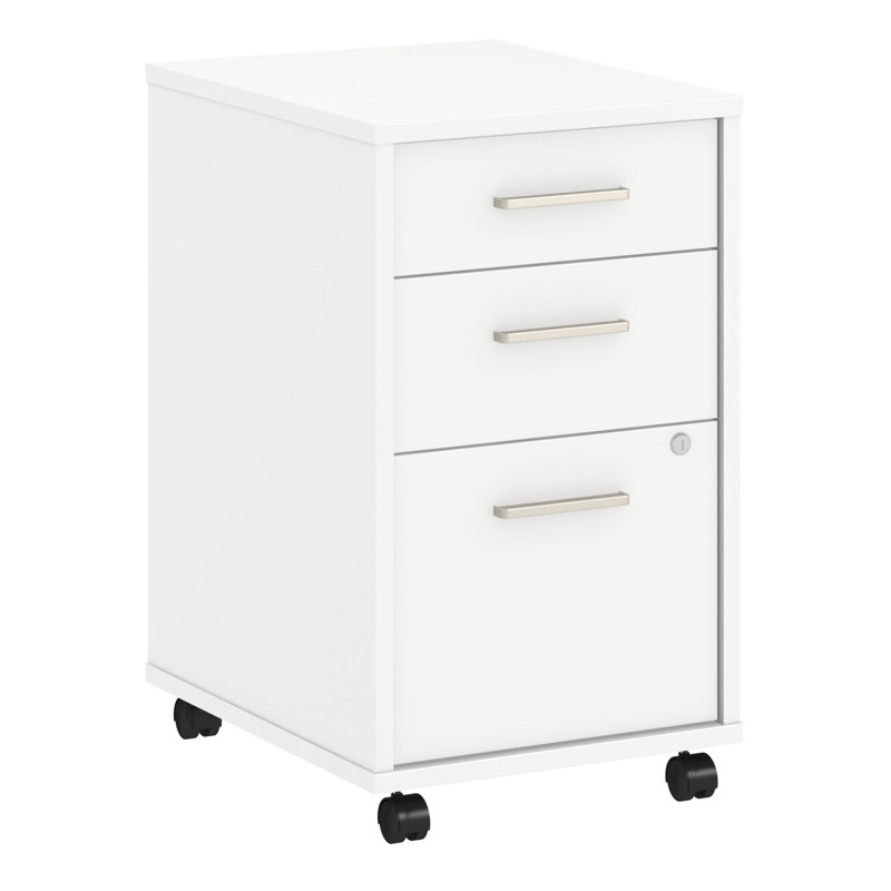 16" Wide 3 -Drawer Mobile File Cabinet, White (Assembled)