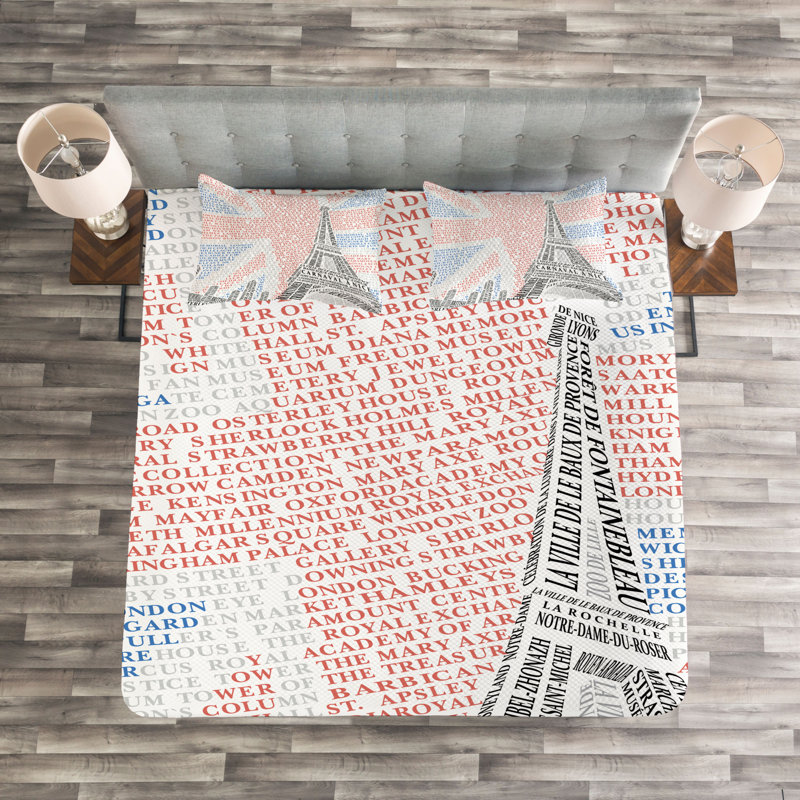 No Pattern Bedspread with Pillow Shams Included, 220 x 264 cm