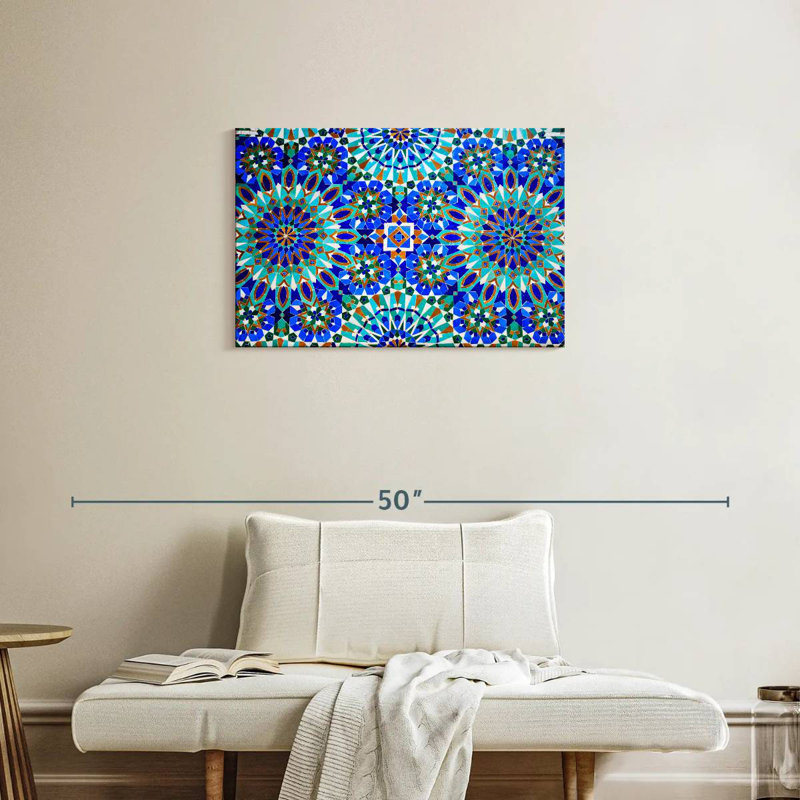 Mosaïque bleue Kerner en médina, H 20 po x l 30 po