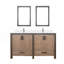 Rustic Barnwood Double Bath Vanity 60 In. W X 22 In. D, White Quartz Top, Faucet Set And 22 In. Mirrors