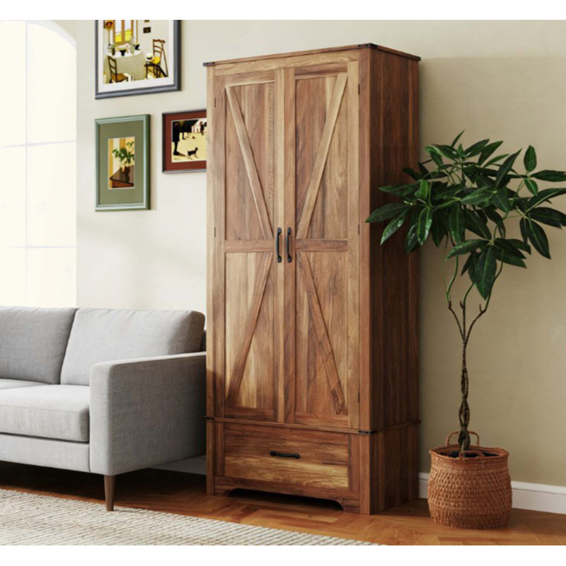 Armoire de cuisine, armoire avec tablettes réglables, Brun