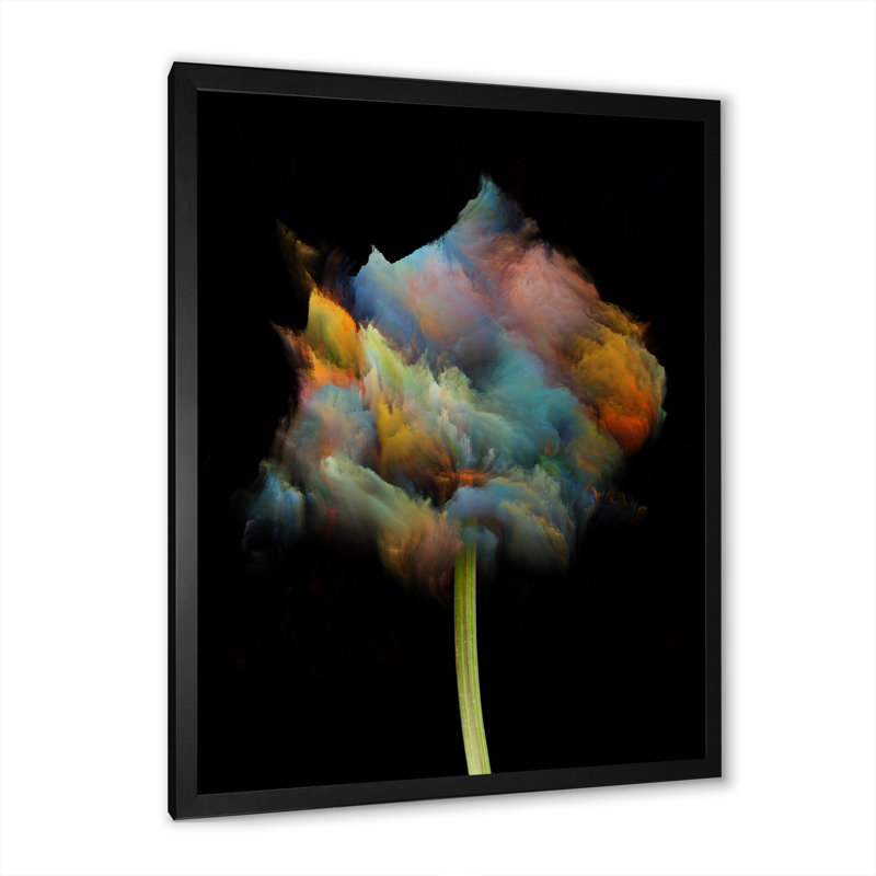 «Blooming Multicolor Fractal Flower VI», reproduction d'art sur toile moderne, Cadre noir, H 36 po x l 24 po x P 1 po