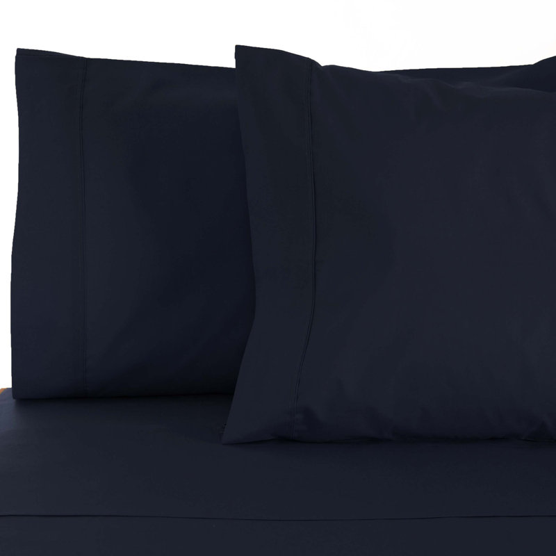 Edmont Certified Egyptian Cotton 530 Thread Count Solid Pillowcase, King, Navy Blue