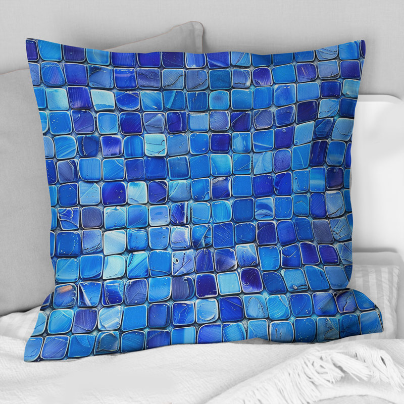 Blue Modern Mosaic Tiles IV - Coussin décoratif moderne, H 18 po x l 18 po