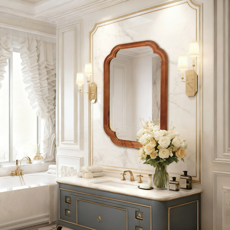 Miroir de coin 20 po x 30 po, Brun jaune