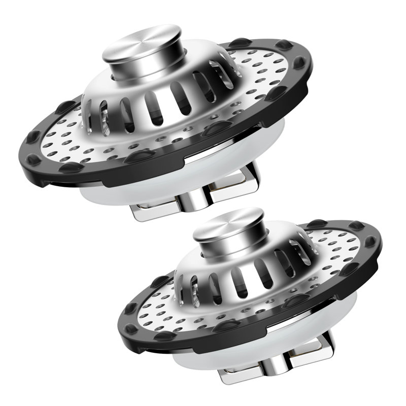 Bouchon de drain de baignoire universel en métal 2 pièces, avec récupérateur de cheveux supérieur, chrome, Chrome chrome