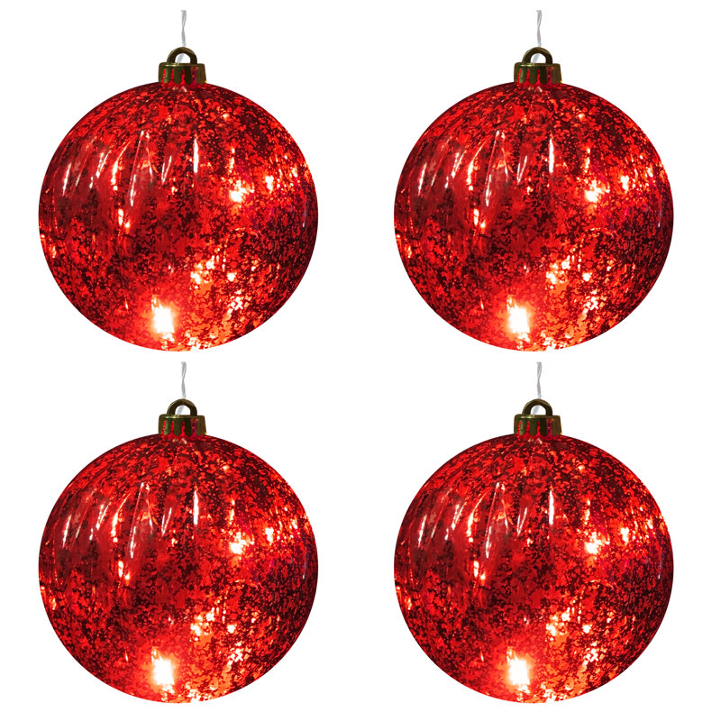 Boules de Noël sphériques à piles, Rouge