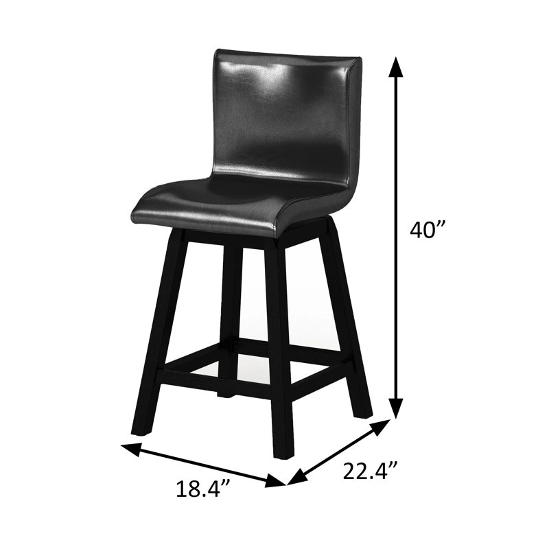 Chaise de comptoir contemporaine H 18,4 po (2 / RTC), noir