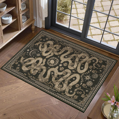 Snakes Machine Washable Area Rug Non Slip Wild Life Serpent Print Rug Low Pile Aesthetics Carpet for Living Room Bedroom Office