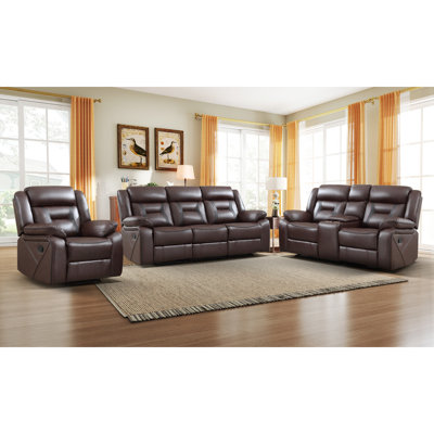 Chelliah 3 - Piece Contemporary and Upholstered Faux Leather Manual Reclining Living Room Set