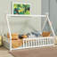 Lit pour chambre à coucher pour chambre à coucher avec lit escamotable en bois d'hévéa blanc pour garde-corps et lattes, style minimaliste-129596472