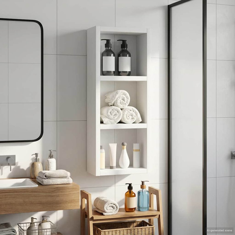 Wall Mounted Required Bathroom Cabinet, White, 50cm H x 20cm W x 10cm D