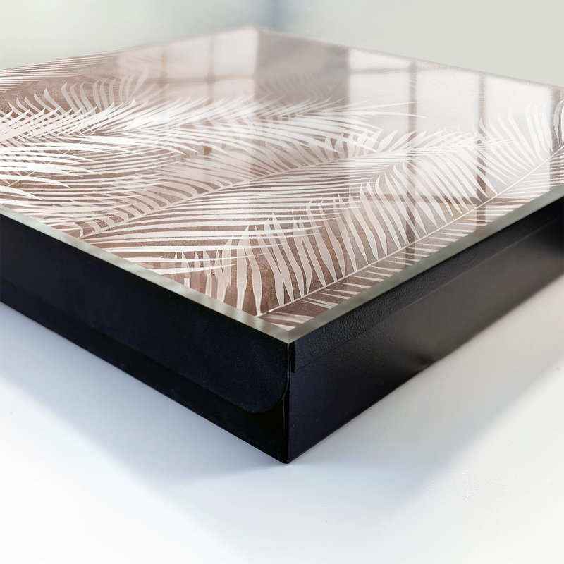 Key storage cabinet, Opens to the left, 30x30x5, Black, Pastel leaves in delicate shades, 