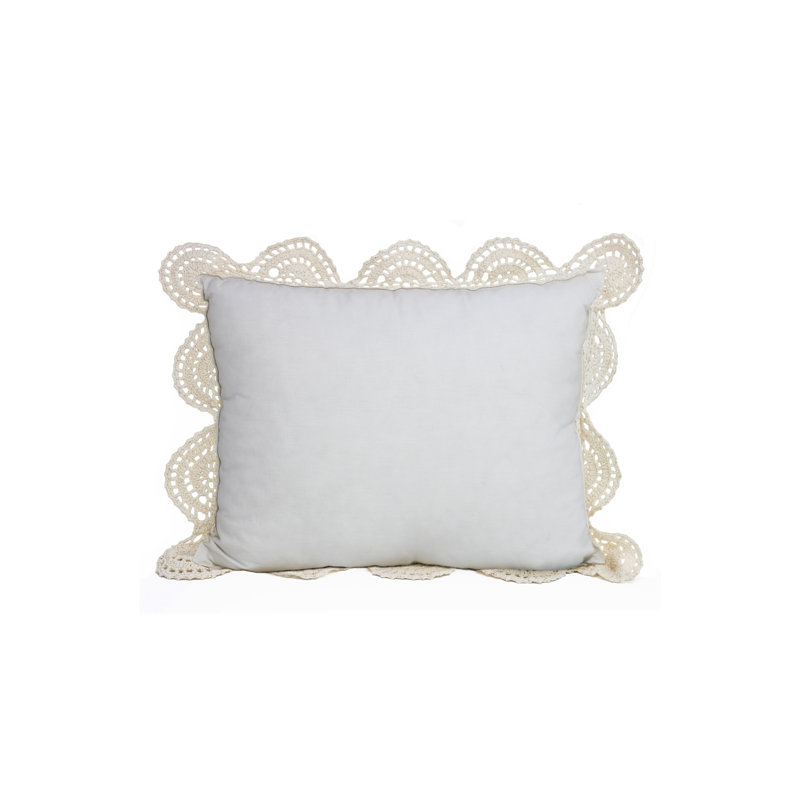 Handmade Cotton Crochet Pillow, Beige