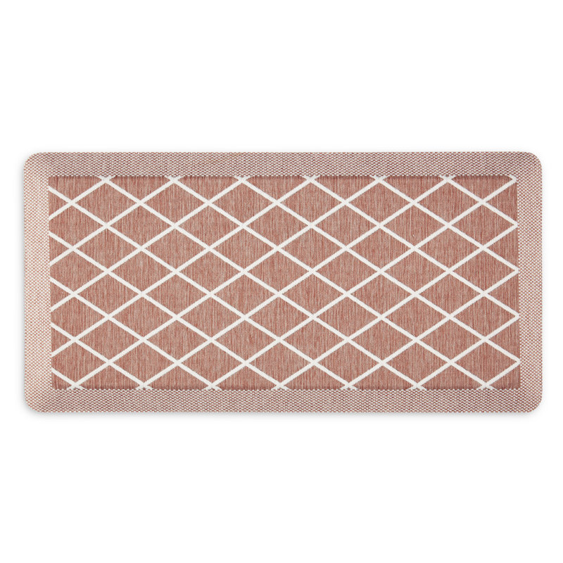 Spice Red Polyester Trellis Anti-Fatigue Kitchen Mat 19.6" x 32"