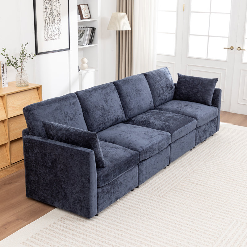 Canapé modulaire rembourré Wilroy, 4, Bleu