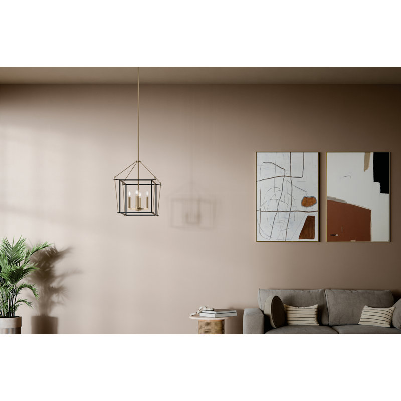 8 - Light Dimmable Lantern Square / Rectangle Chandelier, 61.5" H x 16" W x 5.25" D, Bronze