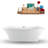 71" Streamline Freestanding Soaking Acrylic Bathtub With Drain and Bamboo Tray-74035729