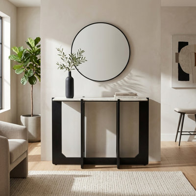 Console rectangulaire en marbre avec base Criss Cross
