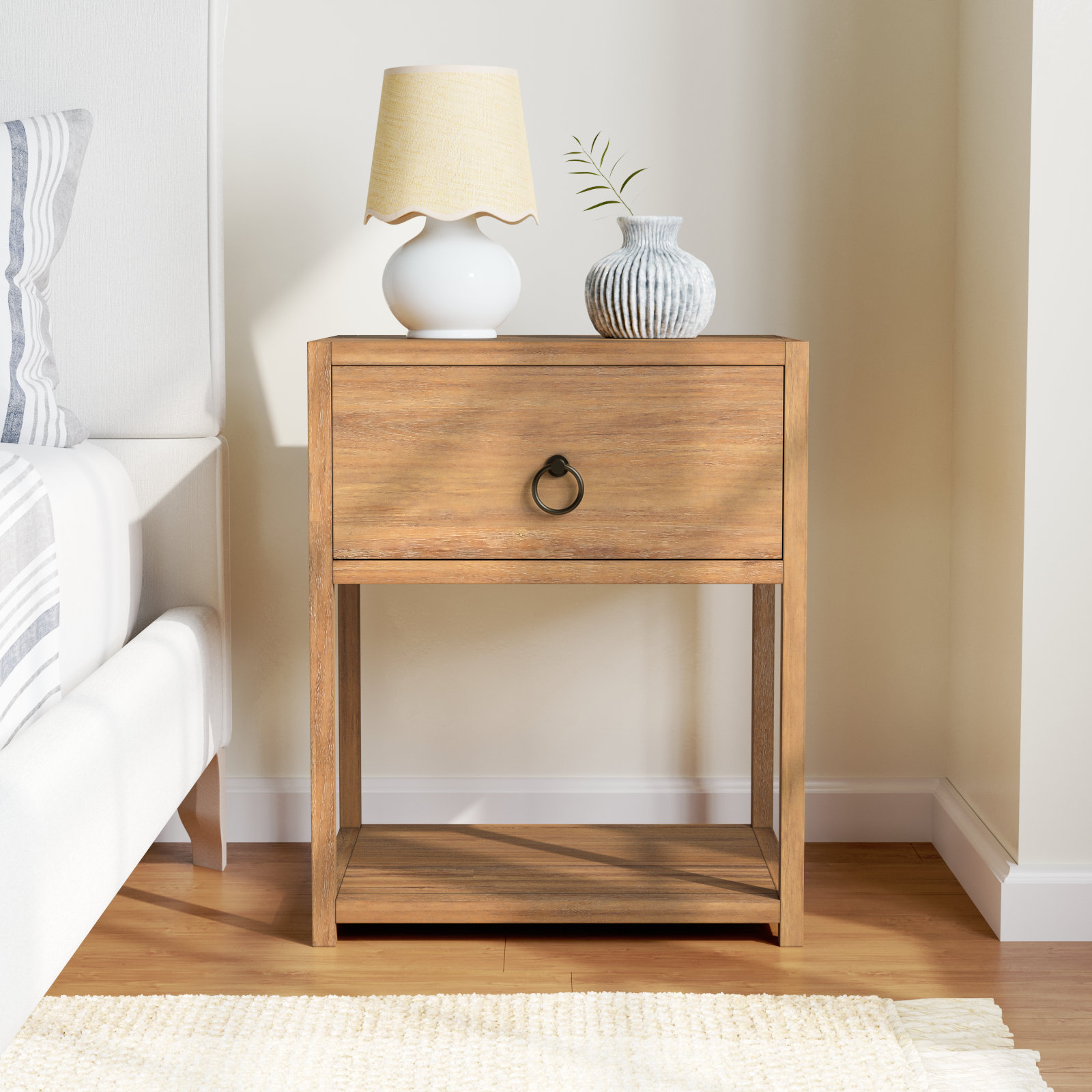 Elin 1-Drawer Nightstand, Natural