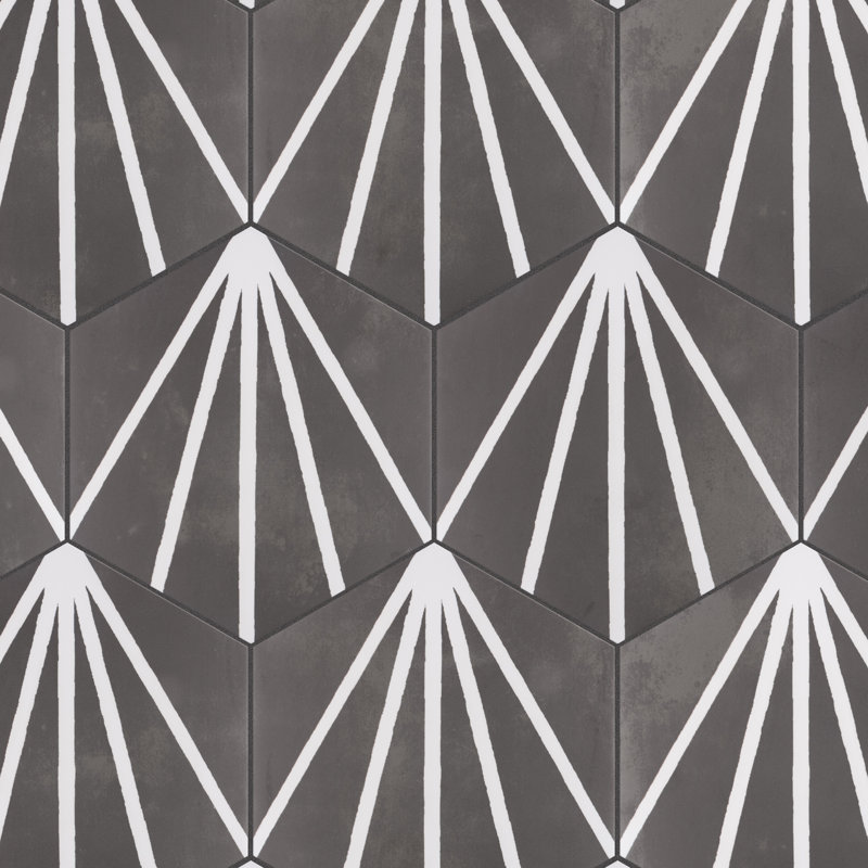 Horizon Dawn 7-3/4" x 9" Porcelain Patterned  Wall and Floor Tile, Nero