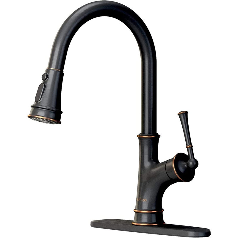 Single Handle Kitchen Faucet With Accessories, Oil-Rubbed Bronze