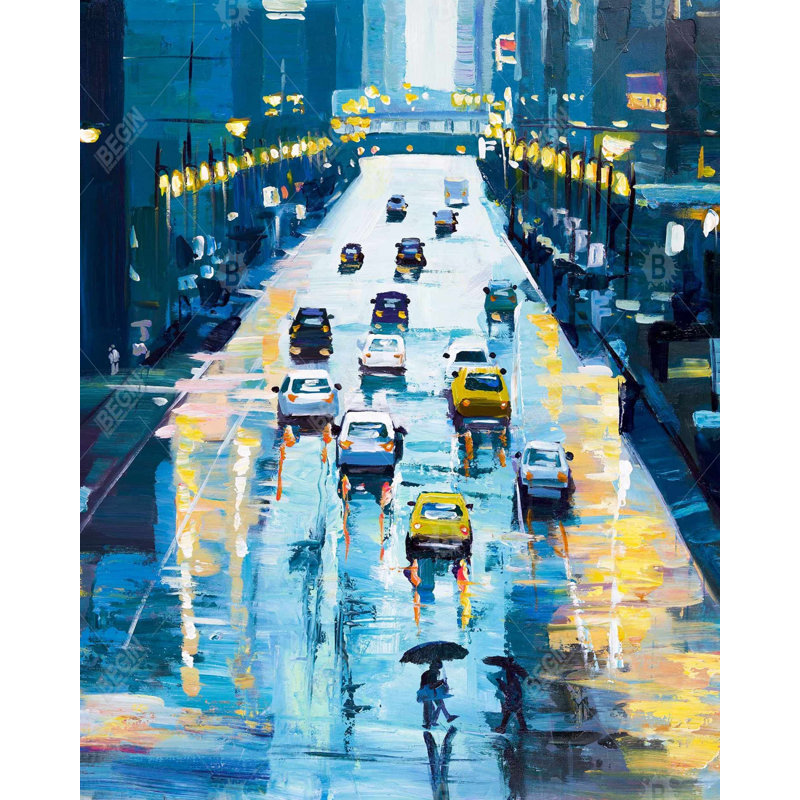 «Rainy Streets Of New York» sur toile, H 60 po x l 48 po