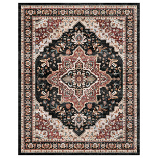 Ultra Soft Machine Washable Oriental Area Rug For Living Room, Bedroom