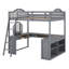Lit mezzanine double en bois avec bureau-119672616